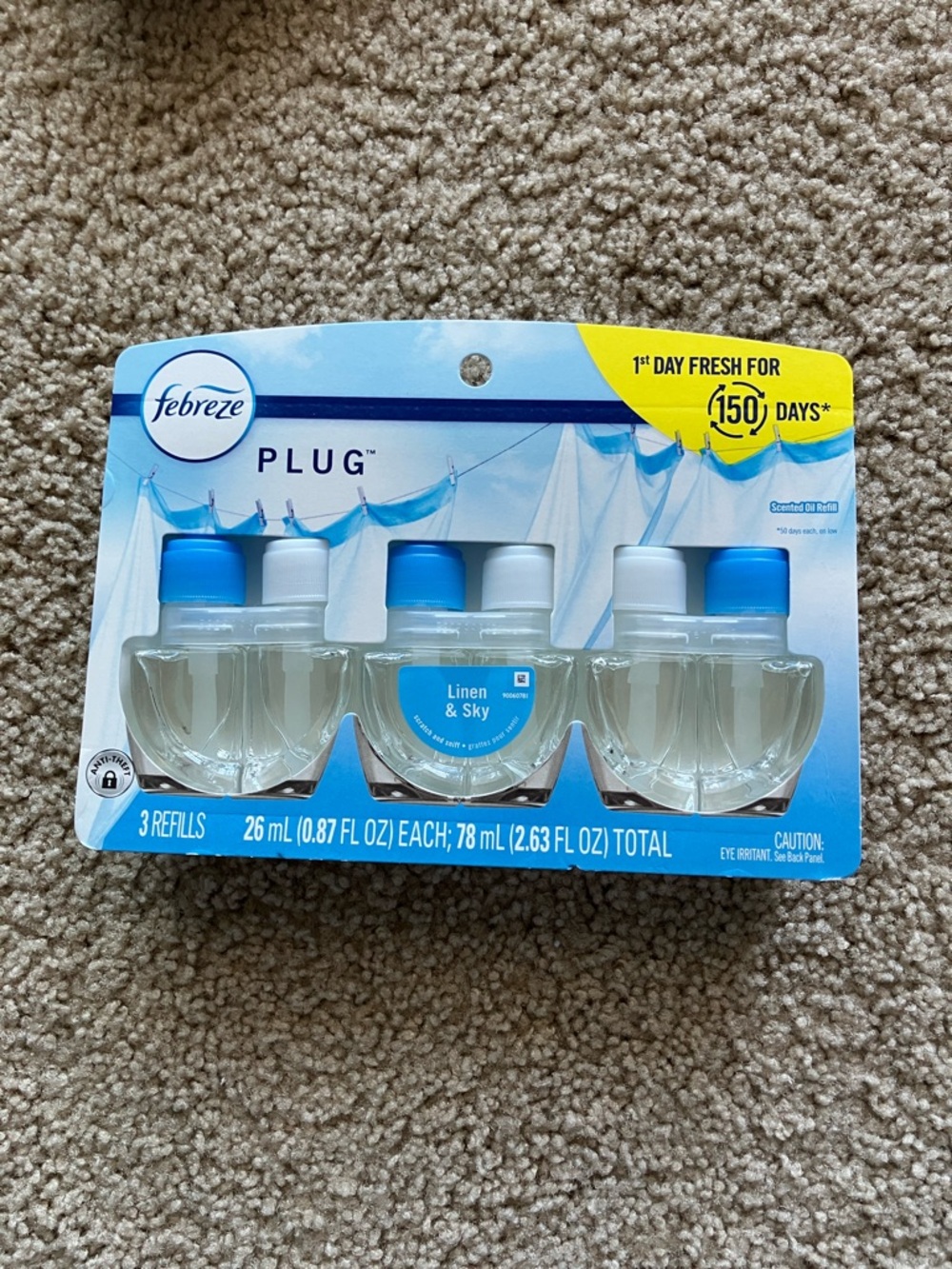 Febreze Odor-Fighting Fade Defy Plug Air Freshener Refill - Linen & Sky